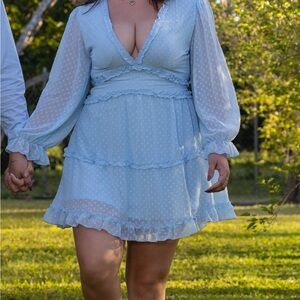 Light Blue Polka Dot Dress L-XL
